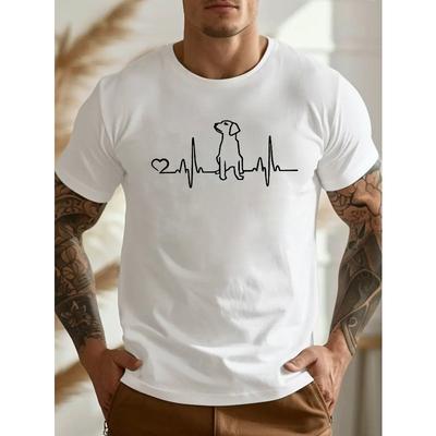 Europäische Größen Hund-EKG Knister Plus Size Herren-T-Shirt, PLUS SIZE