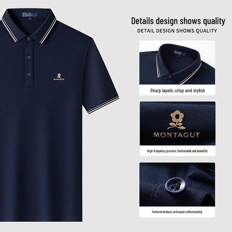 Montagut Men's Moisture-Wicking Short Sleeve Polo Shirt