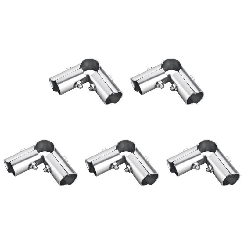 5pcs Rustproof Stainless Steel Pipes Fittings for Drying Racks Tube Connectors