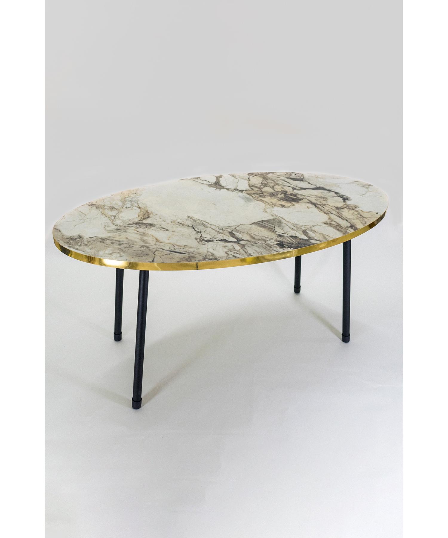 

Center Table Black Metal Leg Ellipse Efes Gold