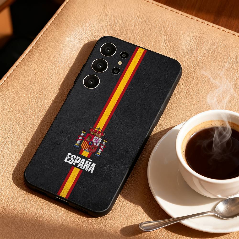 

Spanish Flag Phone Case For Samsung S26,S25,24,23,22,30,21,10,9,Ultra,Plus,Lite,FE Soft Black Case Samsung S235G