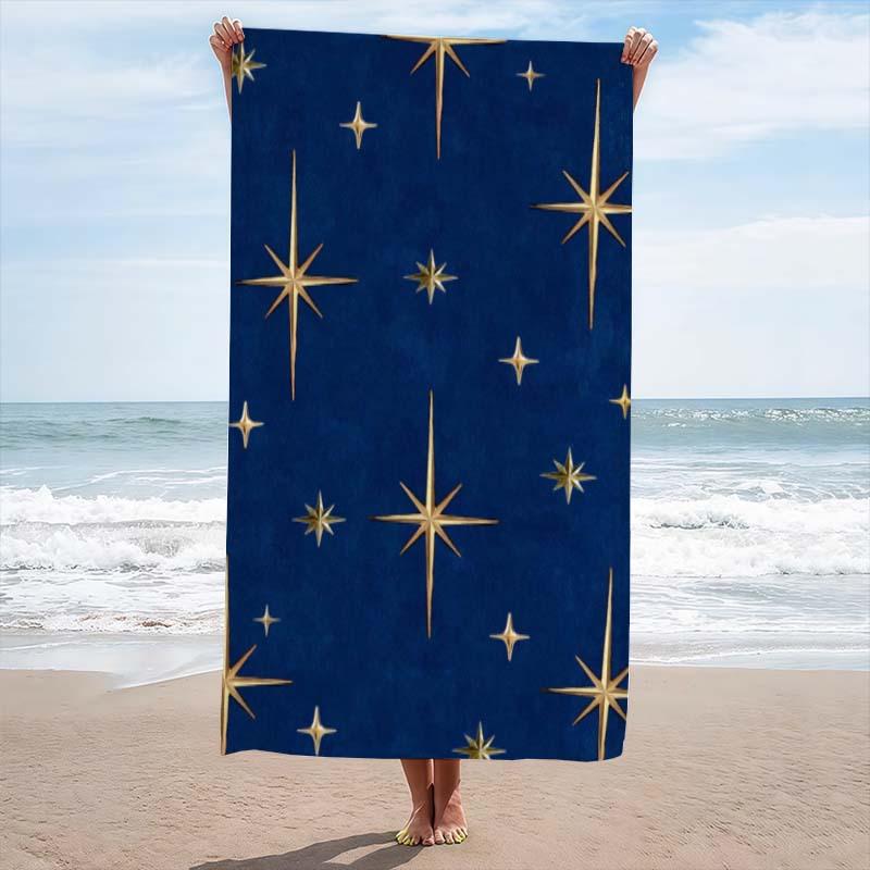 Elegant Gorgeous Star Beach Towel | Ultra-Absorbent, Quick-Dry, Polyester Blend, Ideal for Beach, Pool, Bathroom, Yoga, Fitness