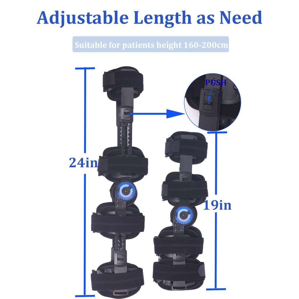 Gångjärnsförsett ROM Knäskydd, Postoperativ Knäimmobilisator för Artros, Korsbandsskada (ACL, MCL, PCL), Meniskskada, Skador, Medicinskt Ortopediskt Stöd