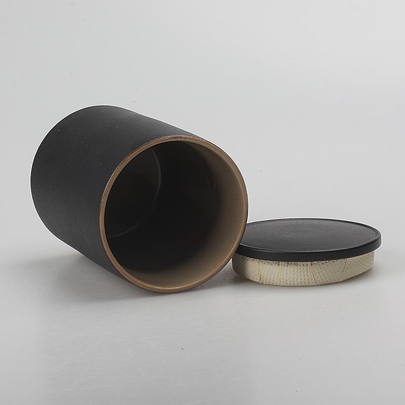Black Ceramic Tea Can Sealed Candy Nut Box Creative Jewelry Cotton Swab Box Portable Kung Fu Tea Set Retro Kitchen Container New