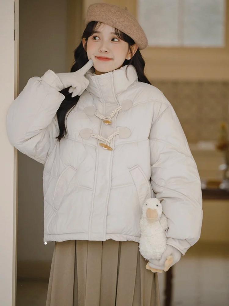 Counter Short Down Cotton Clothes Women's New Horn Buckle Thickened Small Bread Clothes Jacket
