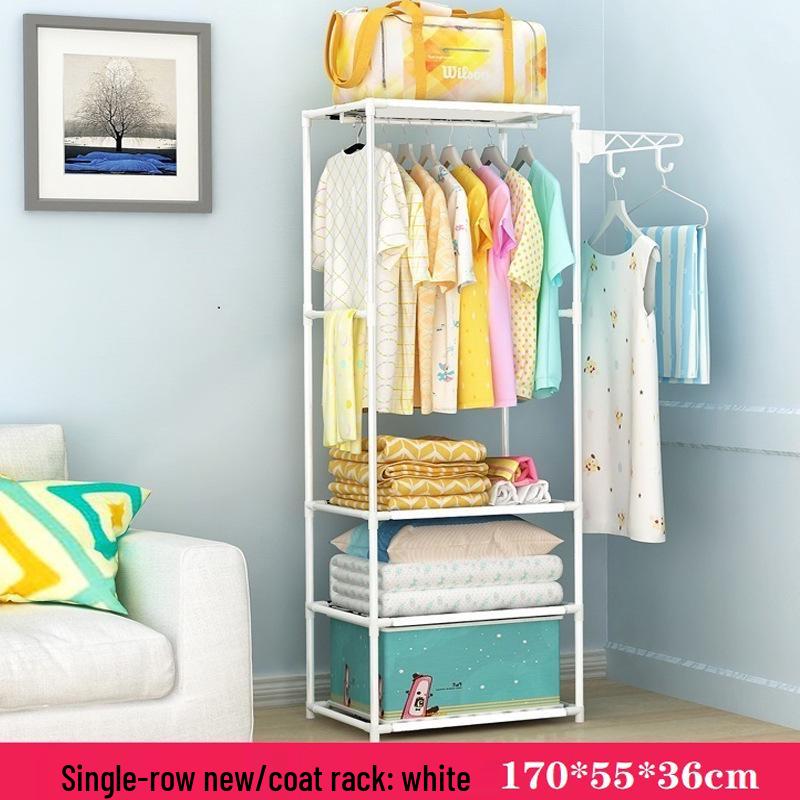 Floor-Standing Multi-Layer Coat and Clothes Rack with Storage Shelves for Dormitory or Home Use