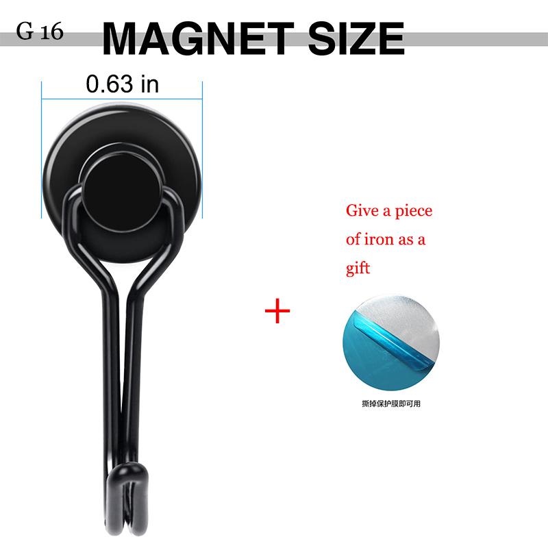 Strong Magnetic Hook Magnetic Hook Strong Neodymium Magnets Hooks for Home Refrigerator Kitchen Key Holder Black Multi-Purpose