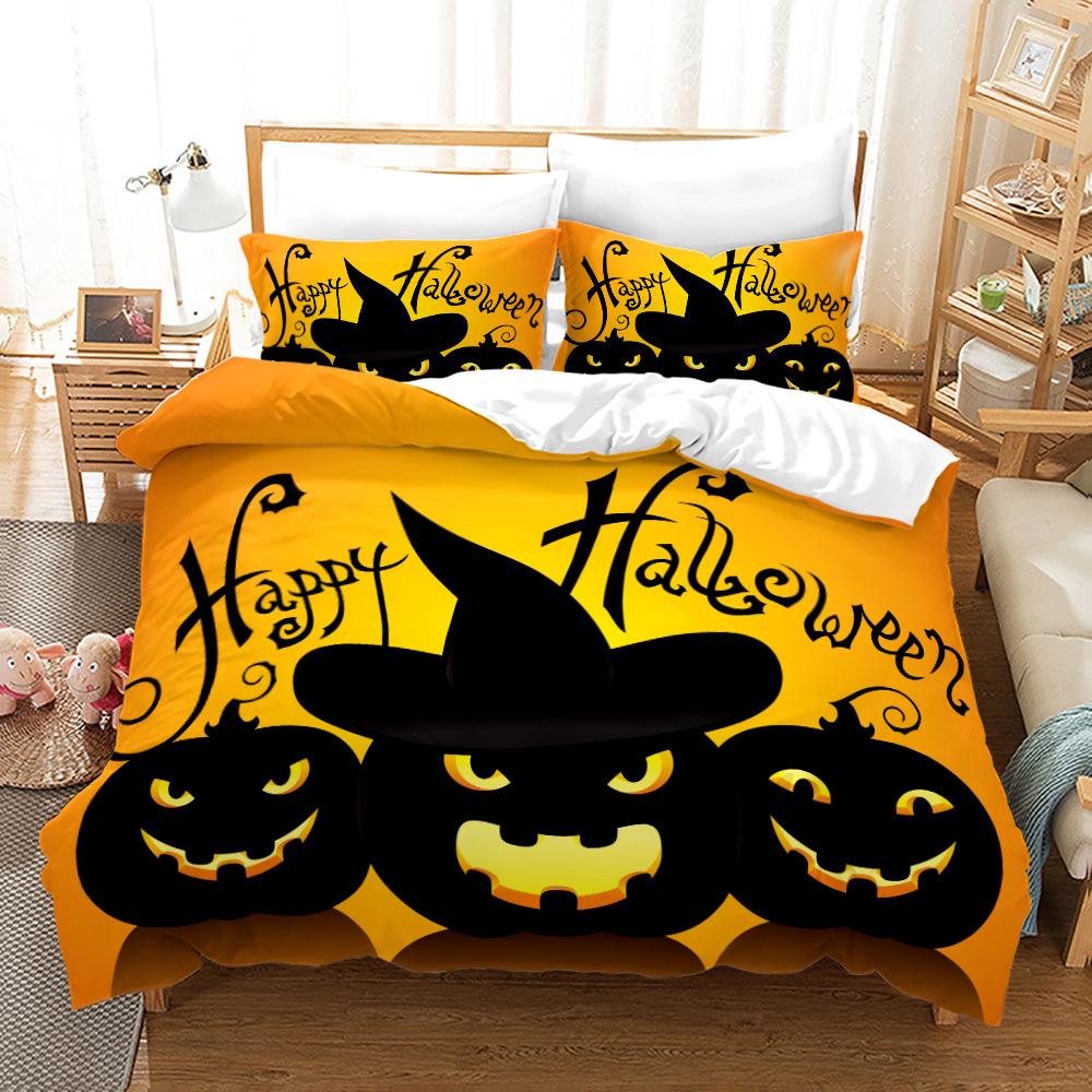 3D Halloween Bedding Set Pumpkin Ghost Quilt Cover Pillow Case 2 or 3 Pieces DE135 * 200 Halloween Atmosphere Decoration Soft Home Decoration