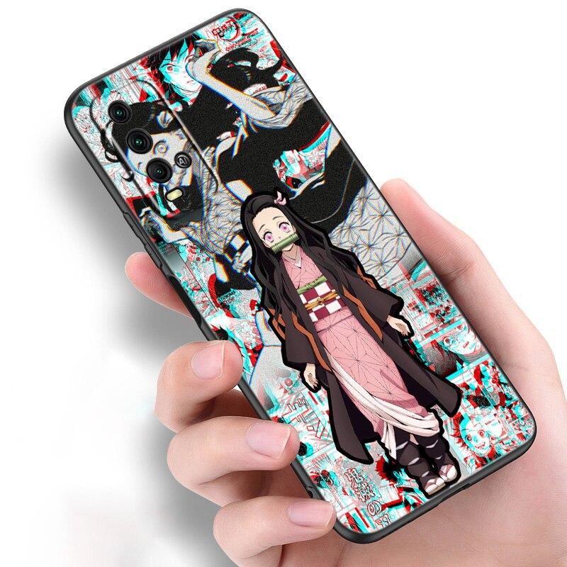 Anime Demon Slayer Nezuko Silicone Phone Case For Xiaomi Redmi Note 11 10 9 8 Pro 11T 10T 10S 9S 8T 9 9A 9C 9T Black Soft Cover