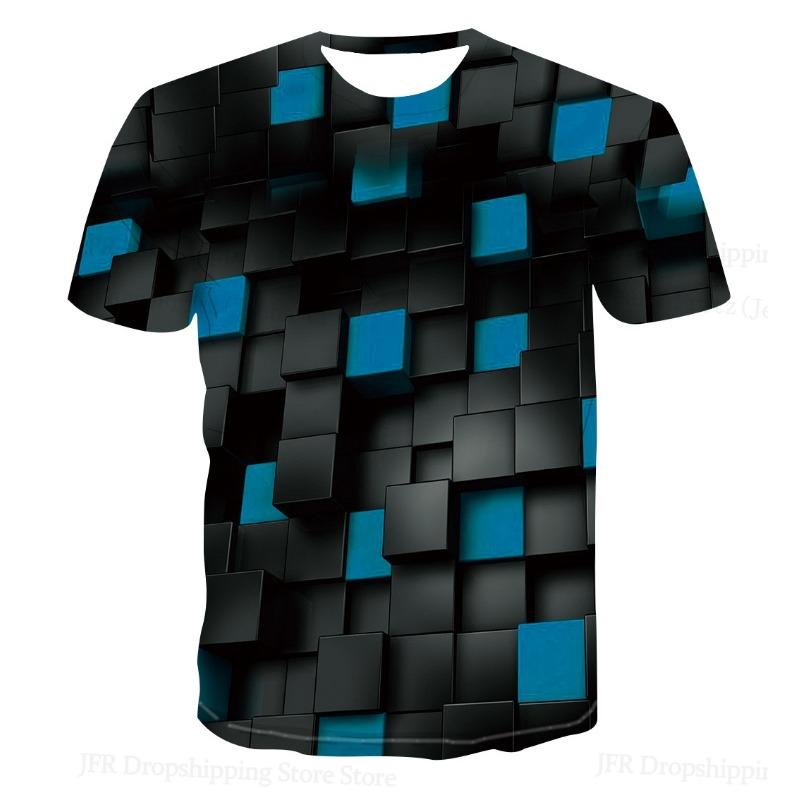 Women T Shirt 3D Funny Optical Illusion 3d Print T-shirt O-Neck Short Sleeve Tops Tees Women Clothing Geometric Tshirt Dizzy