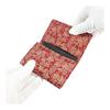 Inden-ya Card Case, Large Capacity, Deer Skin, Red Base x White Lacquer, Grape Pattern, 2501-13-120