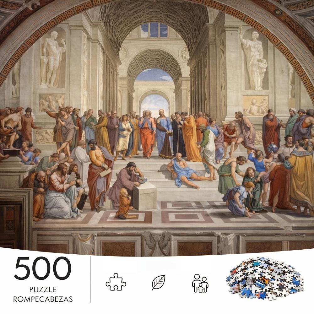 500pcs/Puzzle Game - Enhancing Endurance And Logical Thinking - Exquisite Puzzle - (Academics of Athens Gathering at The Staircase of Debate Hall with