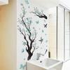 Blue Flower Branches Birds Wall Decals Flowers Wall Stickers Living Room Background Home Decor Wallpaper Bedroom Child Wallpaper