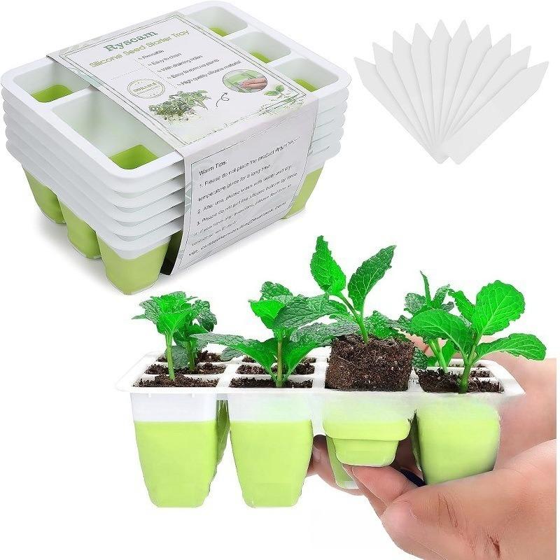 12 Hole Silicone Seed Starter Tray Reusable Plant Germination Kit For Greenhouse And Garden Nursery Pots