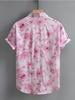 New Men's Shirts Pink Floral Print Beach Summer Casual Short Sleeve Hawaiian Shirt for Men Daily Tops Party Clothes