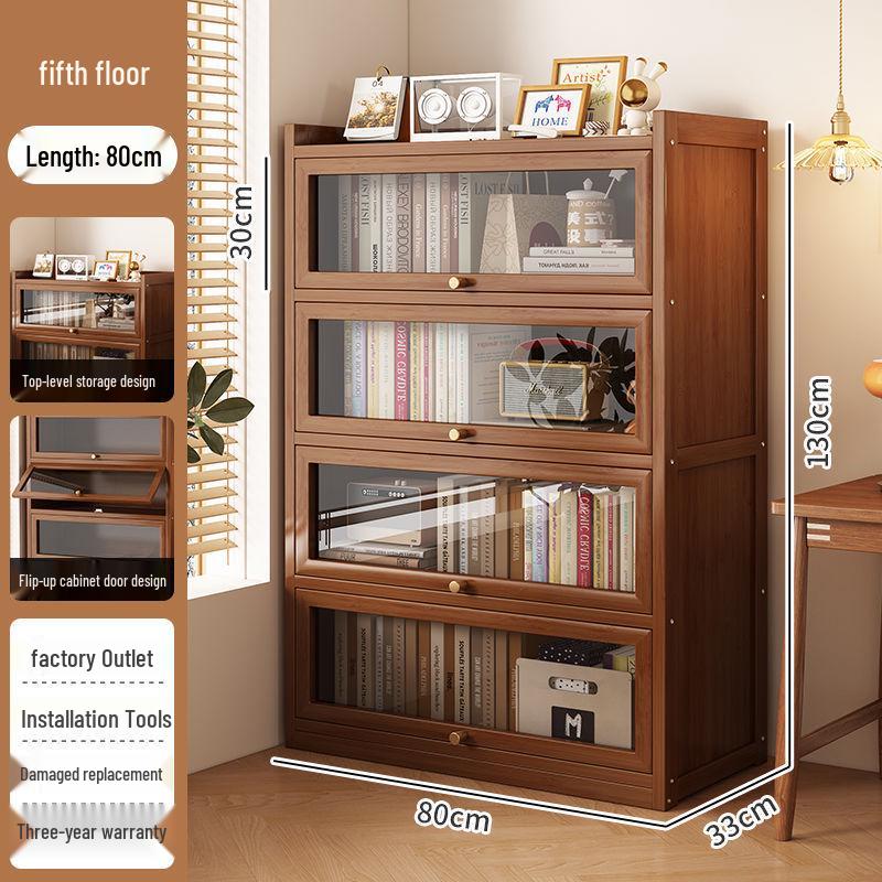 Floor-Standing Bookshelf for Students and Children - Compact Storage Cabinet for Small Apartment Living Rooms