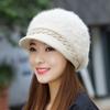 Hat Women's Rabbit Fur Elvet Thick Duckbill Hat Trendy Warm Ear Protection Knitted Hat Korean Version Beret Hat Winter Woolen Hat