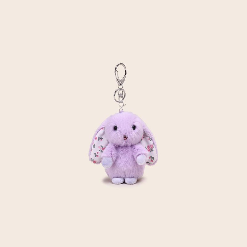 Flower Ear Print Rabbit Plush Keychain Animal Backpack Pendant Cartoon Gift Kids
