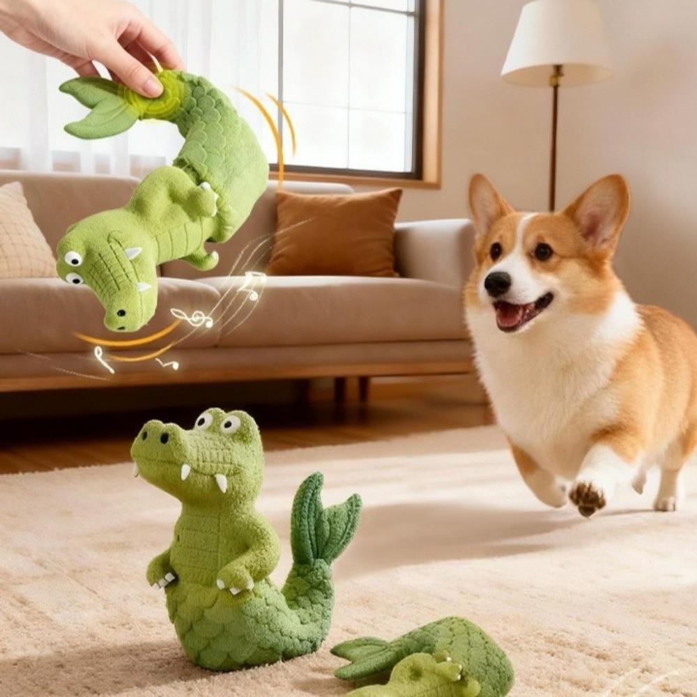 Natural Latex Squeaky Alligator Dog Green Color Chew Resistant Latex Chew Durable Teething Function Crocodile Pet Biting