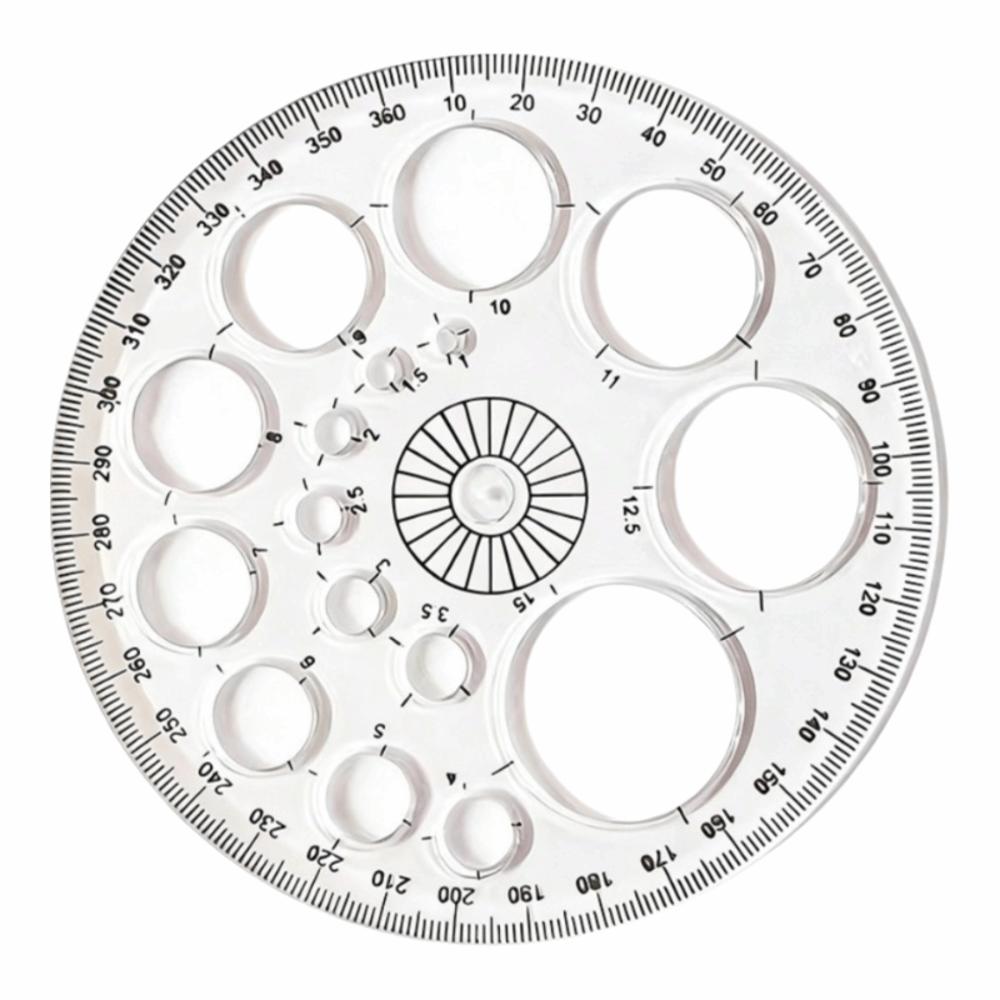 Transparent Plastic Ruler Template Circular Scale Geometric Template Ruler Student Stationery белый