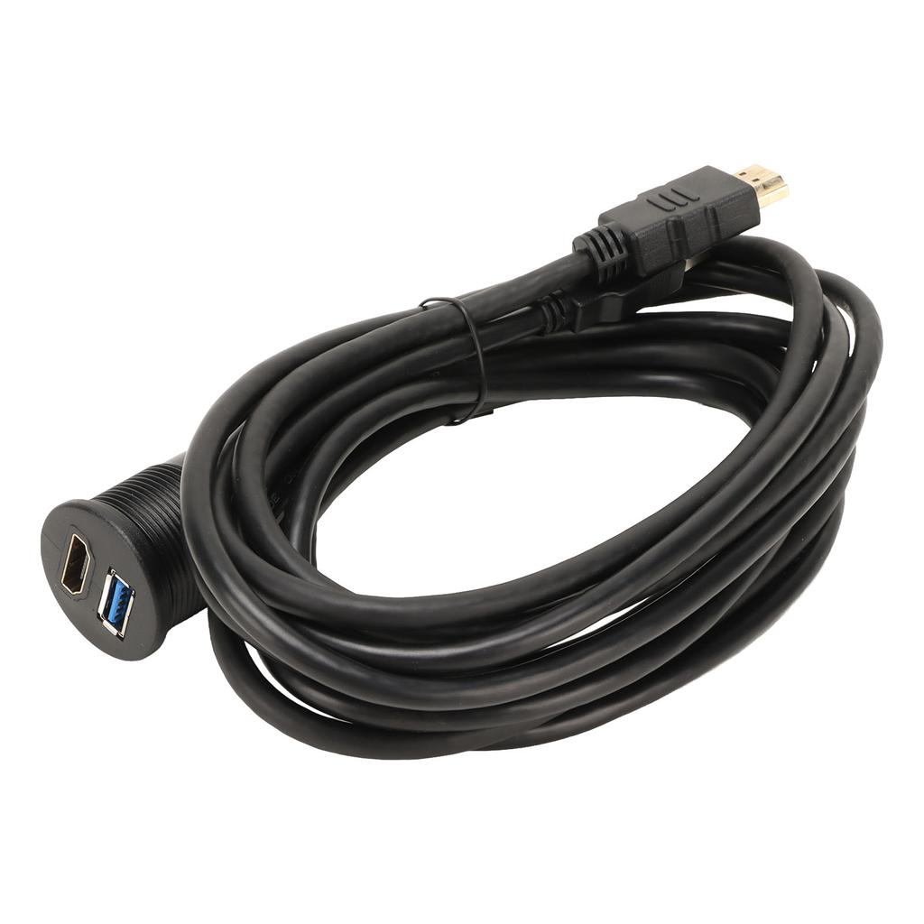 Flush Mount Extension Cable Dual Ports USB3.0 High Definition Multimedia Interface Cable