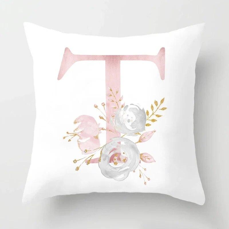 45x45cm Pink Rose 26 Letters Pillowcase Wedding Party Decoration Sofa Car Creative Ornament Couple Home Cushion Cover