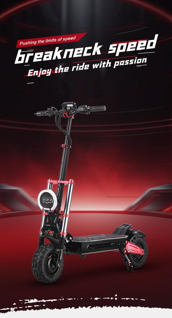 BOYUEDA S5 3000W Dual Motor Electric Scooter - 85KM/H Top Speed, 120KM Range, Off-Road Tires, NFC Lock, Hydraulic Brakes