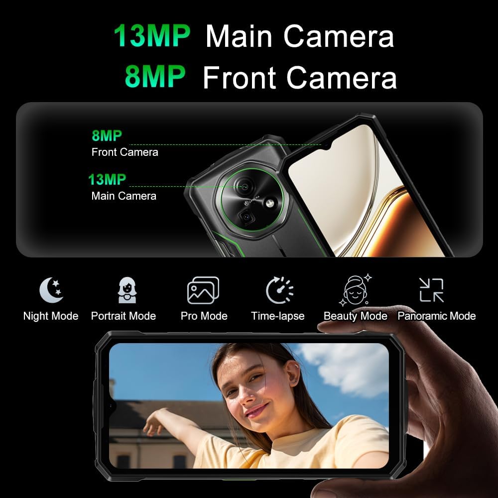 DOOGEE Fire 5 Pro Robustes 4G Android 15 Smartphone, 13000mAh, 4GB 128GB Robustes Telefon, 6.6" HD 90Hz