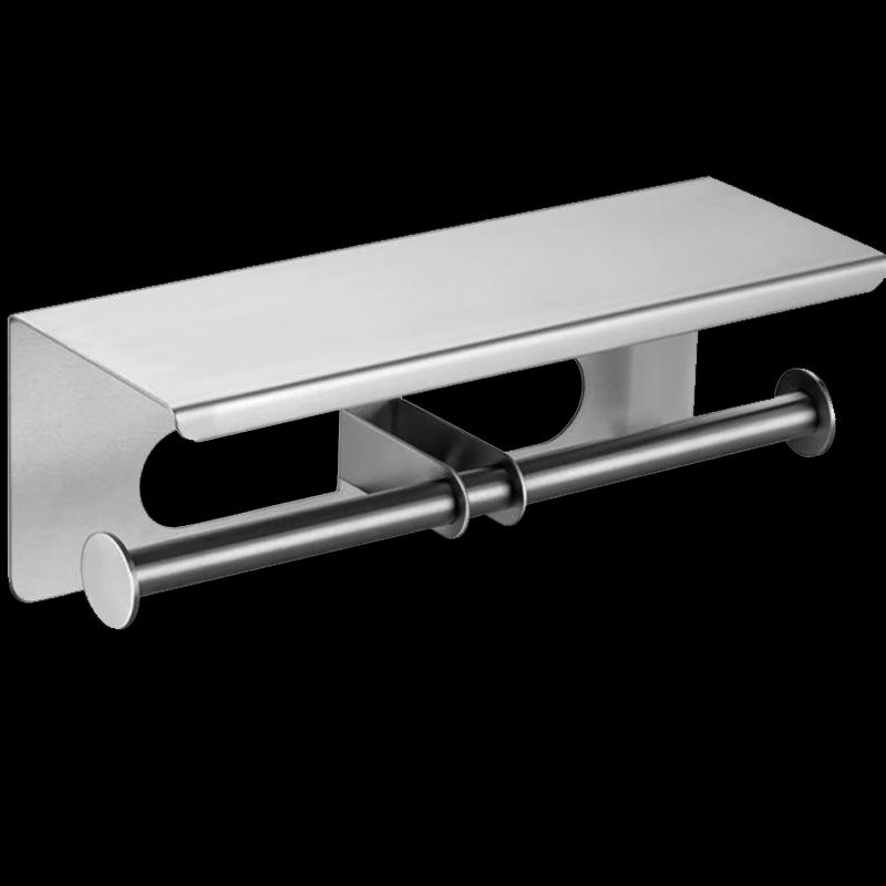 Brushed Stainless Steel Toilet Paper Holder with Phone Shelf