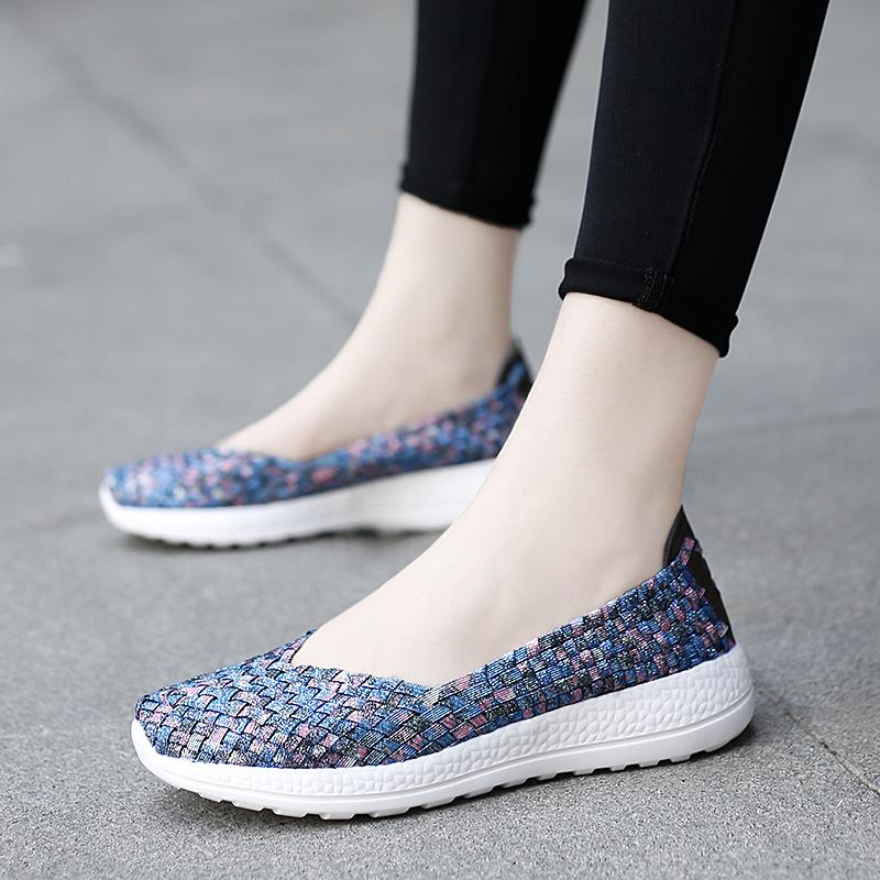 Mocassini Estivi Rosa Scarpe da Passeggio sulla Spiaggia Donna Multicolore Intreccio Casual Morbidi Slip-on Mocassini Piatti Intrecciati Scarpe da Ginnastica Taglie Forti