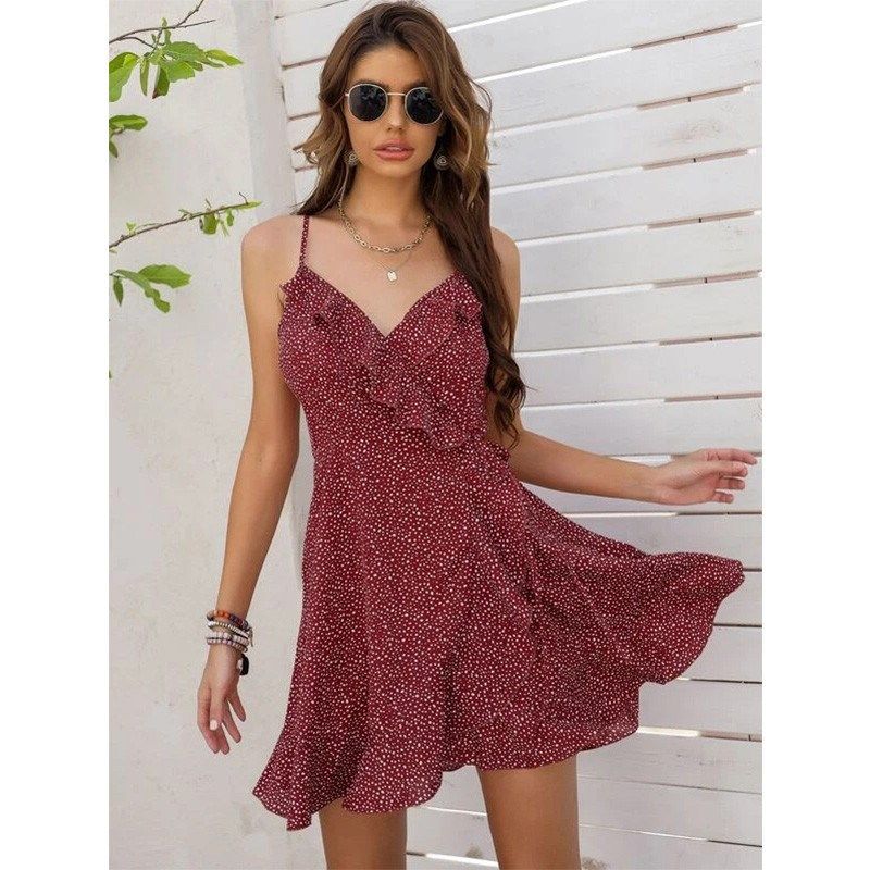 

Платье Летнее Женское Платья 2022 Пляжное Сексуальное большого размера Зеленое Burgundy XL