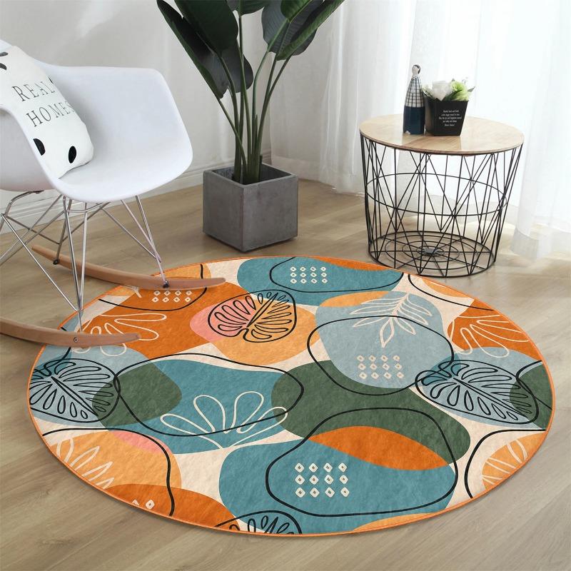 Boho kulatý koberec barevný podlahový koberec abstraktní protiskluzový kruhový koberec rostlinná protiskluzová rohož geometrické koberce domácí dekorace kulaté koberce