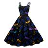 Women's Halloween Print Sexy Off-The-Shoulder Punk Vintage Dress