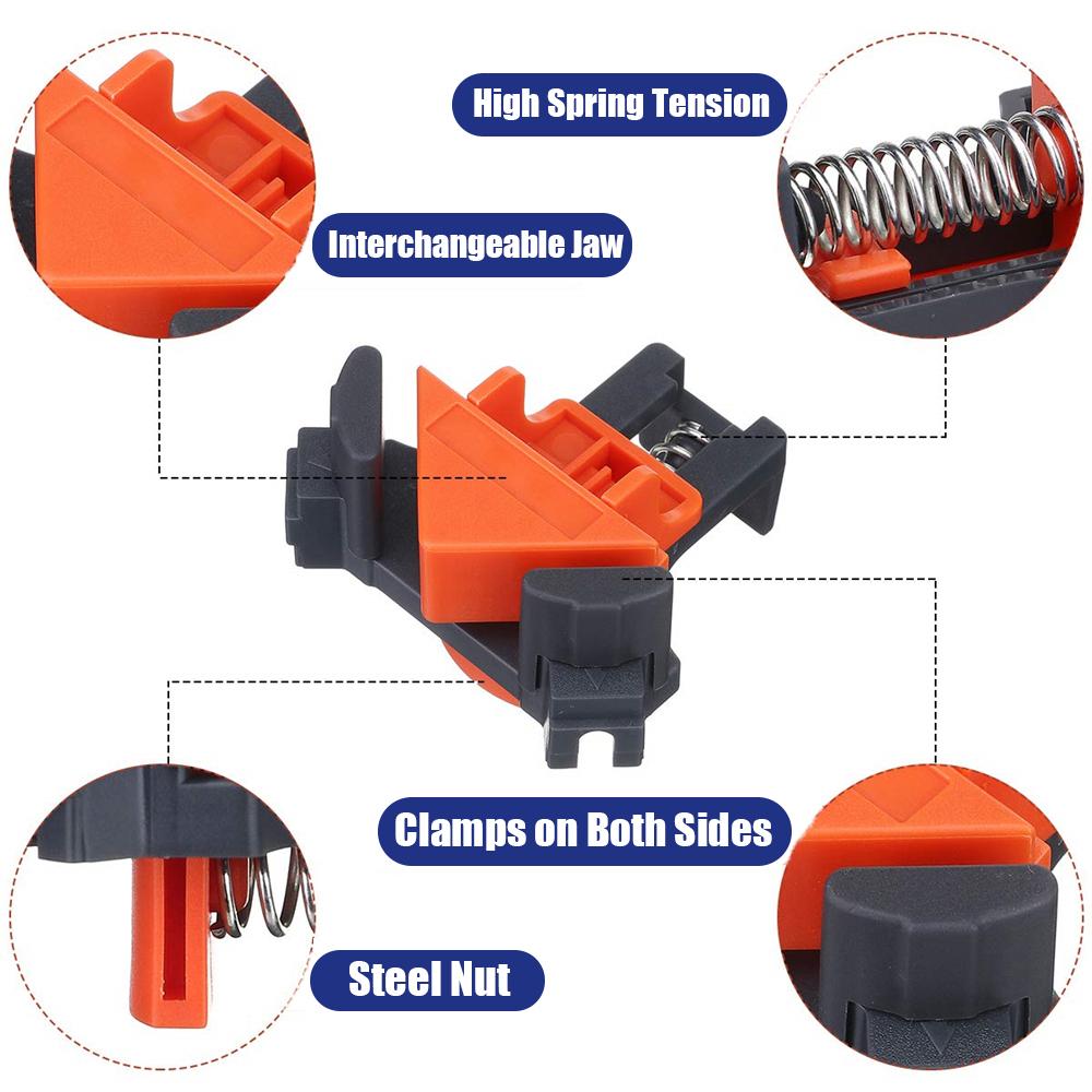 Angle Clamps 4pcs Adjustable 90 Degree Clamps Multifunctional Spring Loaded Swing Corner Clip Fixer