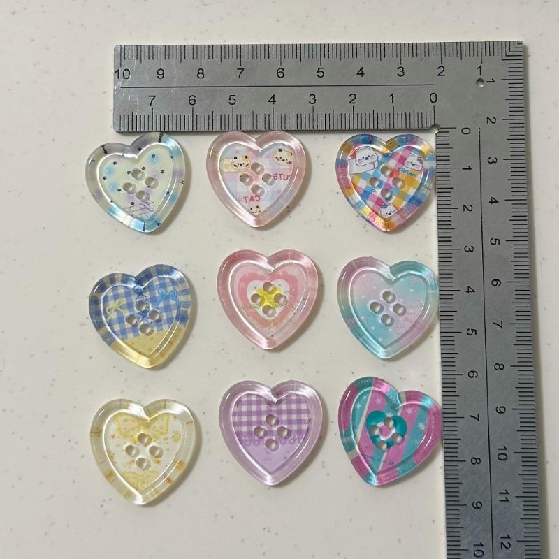 10Pcs Ins Spring Summer Fresh Heart Transparent Button Cardigan Sweater Coat DIY Craft Buttons Women Clothing Sewing Accessories
