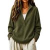 Women's Waffle Knit V Neck Sweatshirt Long Sleeve Loose Casual Pullover Solid Color Fall Winter Tops