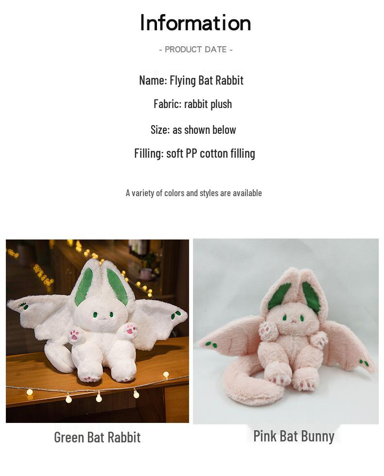 Bat Rabbit Plush - Cute Flying Rabbit Transforms Into Big White Doll Little Fu Zhu