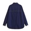 Women’s Fashion A-line Denim Shirt with Lapel & Dual Pockets - Trendy INS Style 2025