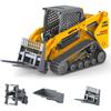 Mostop Construction Truck Toy 3 In 1 Skid Steer Loader with Metal Forklift and Grab Shovel Construction Vehicle, 1/50 Tracked Metal Forklift Truck