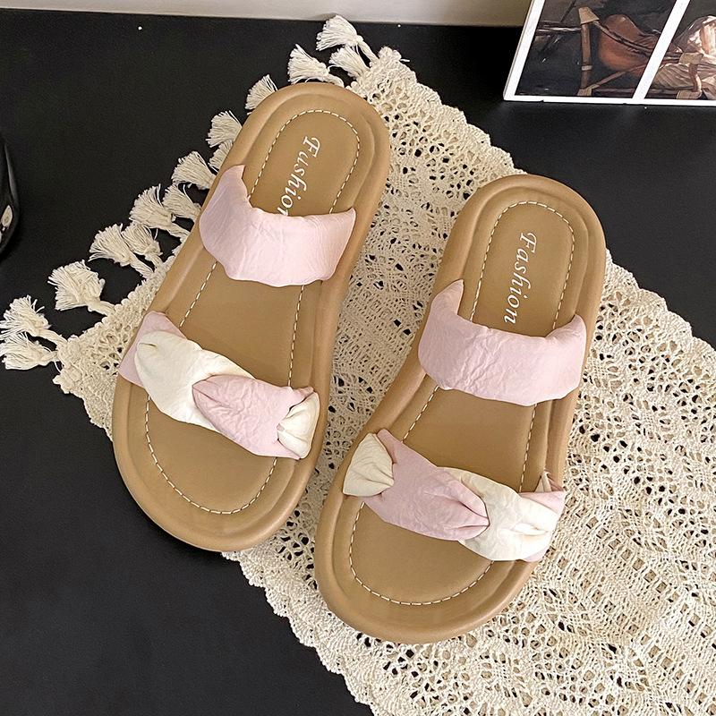 New Outer Wear 2025 Summer Cool Slippers Women's Fashion One-word Slippers Beach Sandals Platform Model