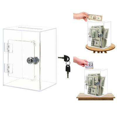 Geldbehälter aus Acryl, transparente, quadratische Spardosen zum Budgetieren und Sparen, Kleingeld-Aufbewahrungsbox für Kinder und Erwachsene