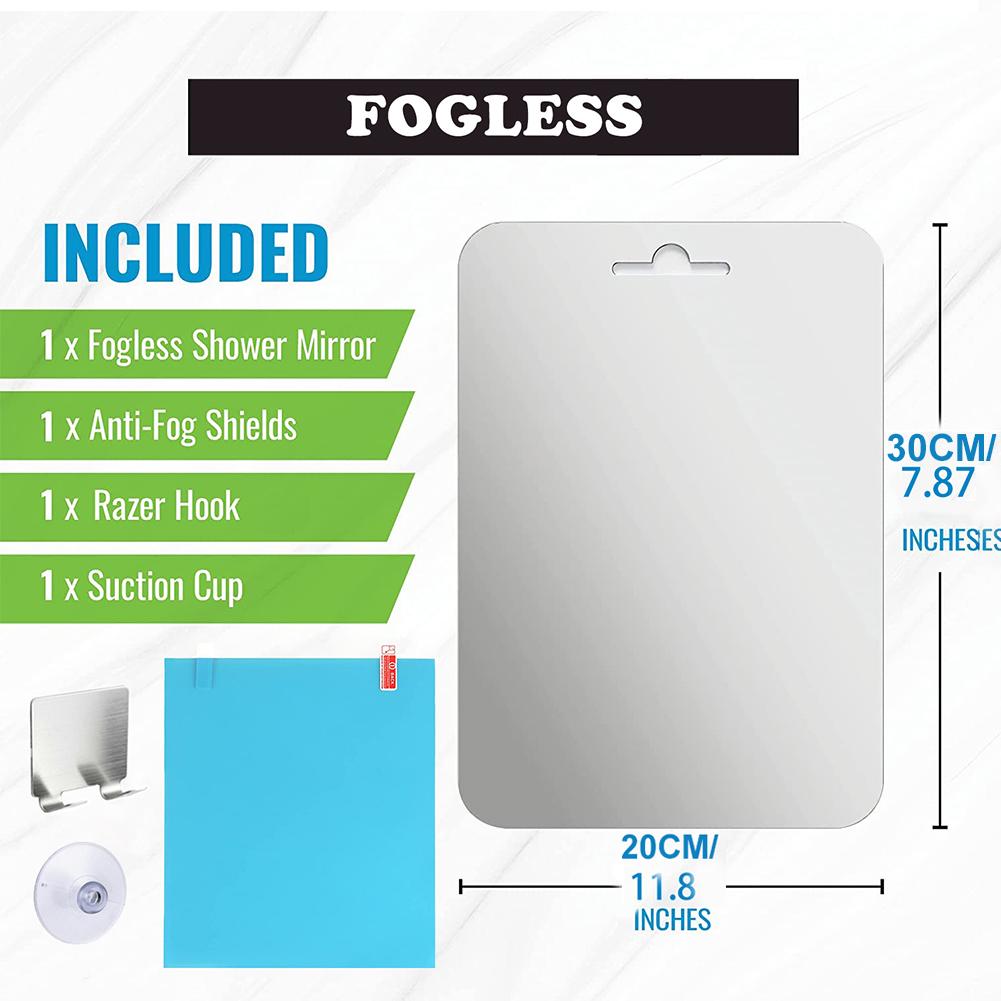 Fogless Shower Mirror Anti-Fog Shower Mirror Shower Makeup Shave Mirror Frameless Shower Mirror Bathroom Accessories
