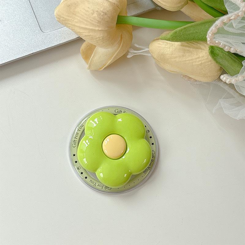Hyuna Style Solid Color Floral Phone Holder with Magnetic Magsafe, Stable Retractable Design.