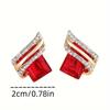 Hypoallergenic Geometric Stud Earrings for Women, Resin Inlay Alloy Earrings, Sensitive Skin Daily Wear, Wedding Valentine's Gift
