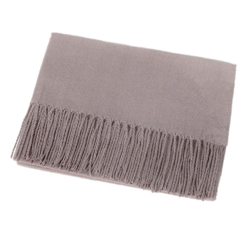 Warm Solid Color Cashmere Wool Scarf Winter Tassel Unisex Shawl Solid Color Scarf for Women