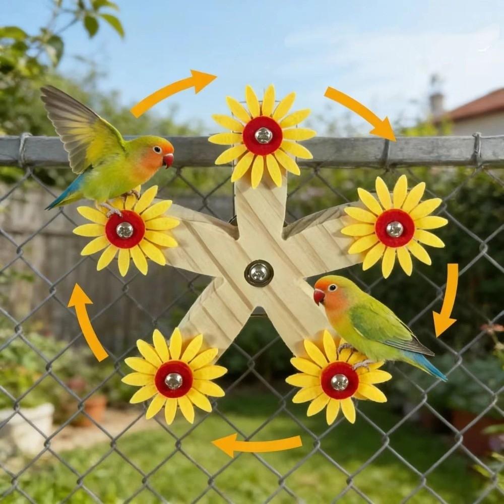 Wear Resistant Wooden Parrots Ferris Wheel With Bearings Bird Swing Toy  Avian Activities