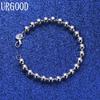 925 Sterling Silver Wedding Jewelry 8mm Beaded Chain Bracelet