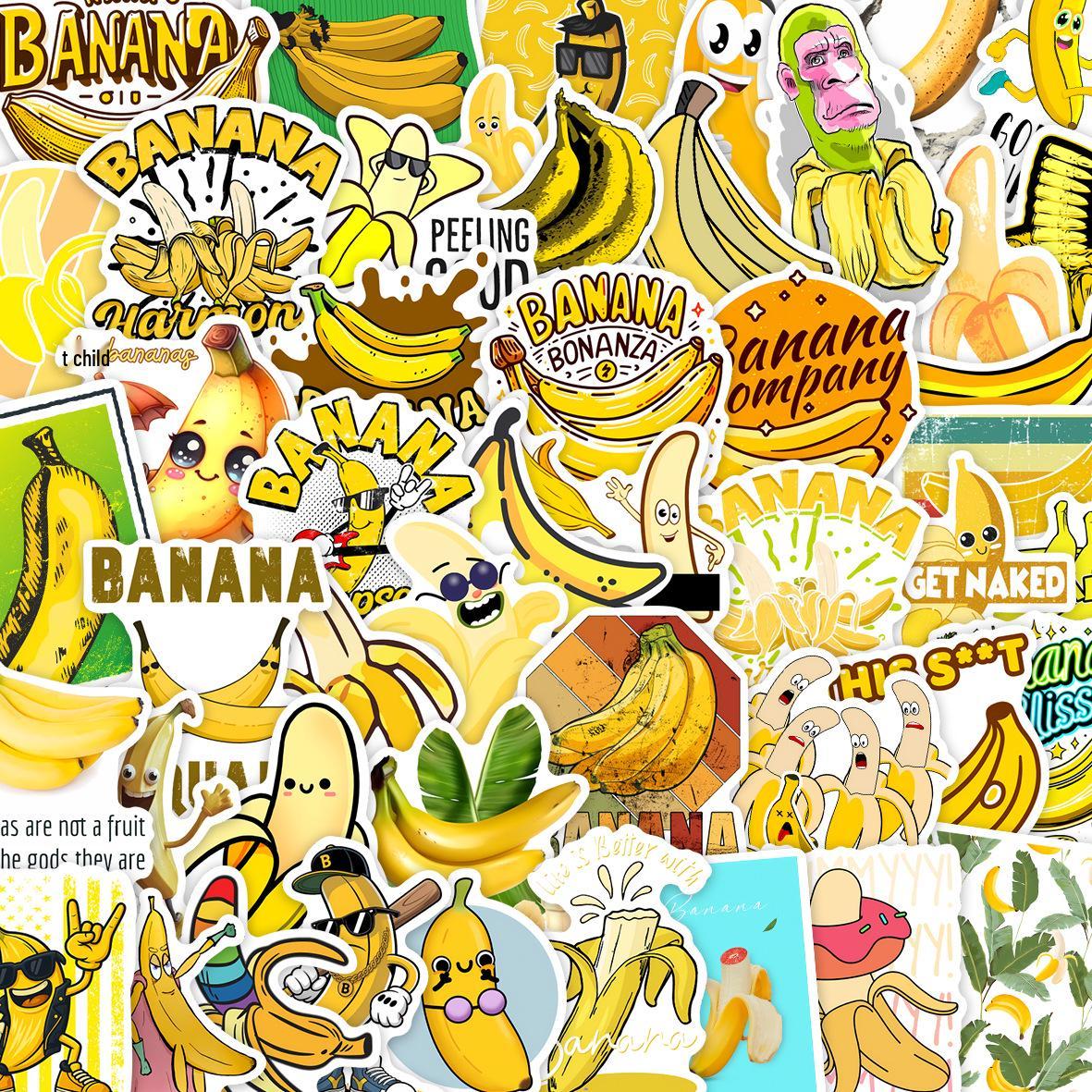 

50 Cute Yellow Banana Stickers for Kids - DIY Waterproof Decals for Notebooks & Luggage квітковий