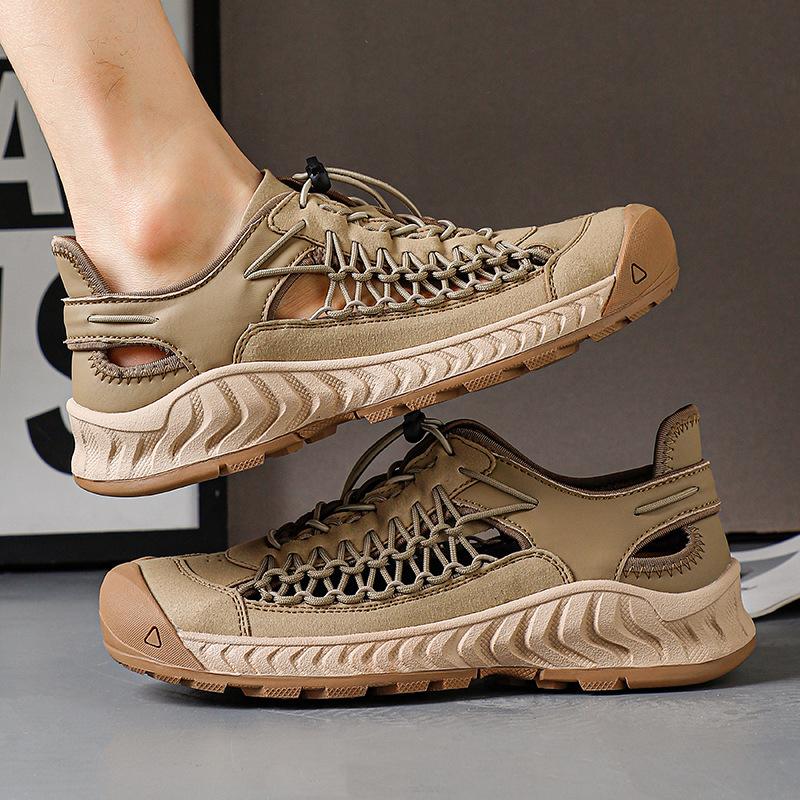 New Men's Summer Woven Sandals Men's Shoes Trend Outdoor Wear-resistant Beach Shoes Hole Shoes Foreign Trade Wish