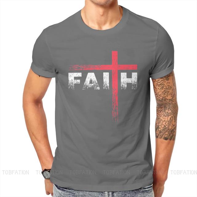 Christian Faith Cross Essential Tričko Vintage Graphic Pánské oblečení Topy Bavlněné tričko s výstřihem